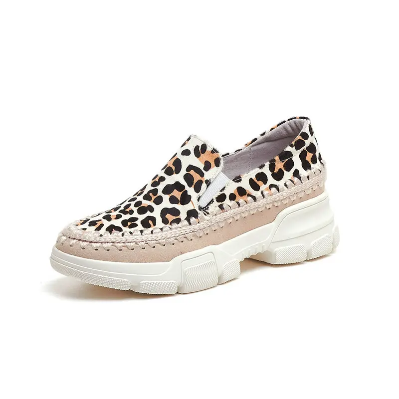 Осенняя обувь на платформе с толстой подошвой из желтого конского волоса женские