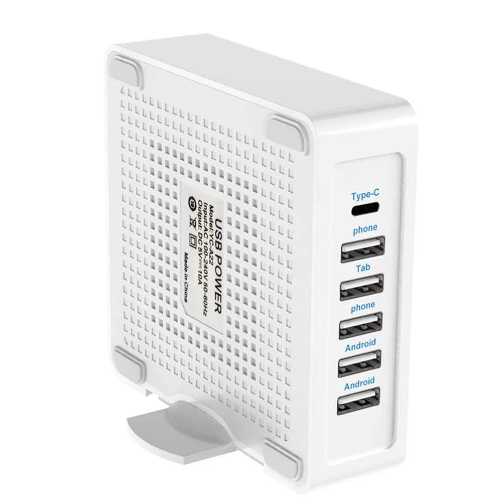 

Зарядное устройство с 6 USB-портами, 40 Вт, 5 В, 2,4 А, Type C