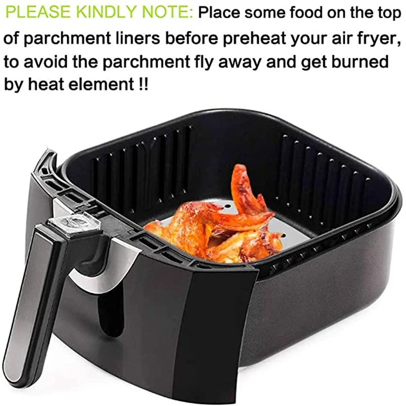 

200Pcs Square Air Fryer Liners, 9Inch Square Air Fryer Parchment Paper/Perforated Parchment Paper for Air Fryer