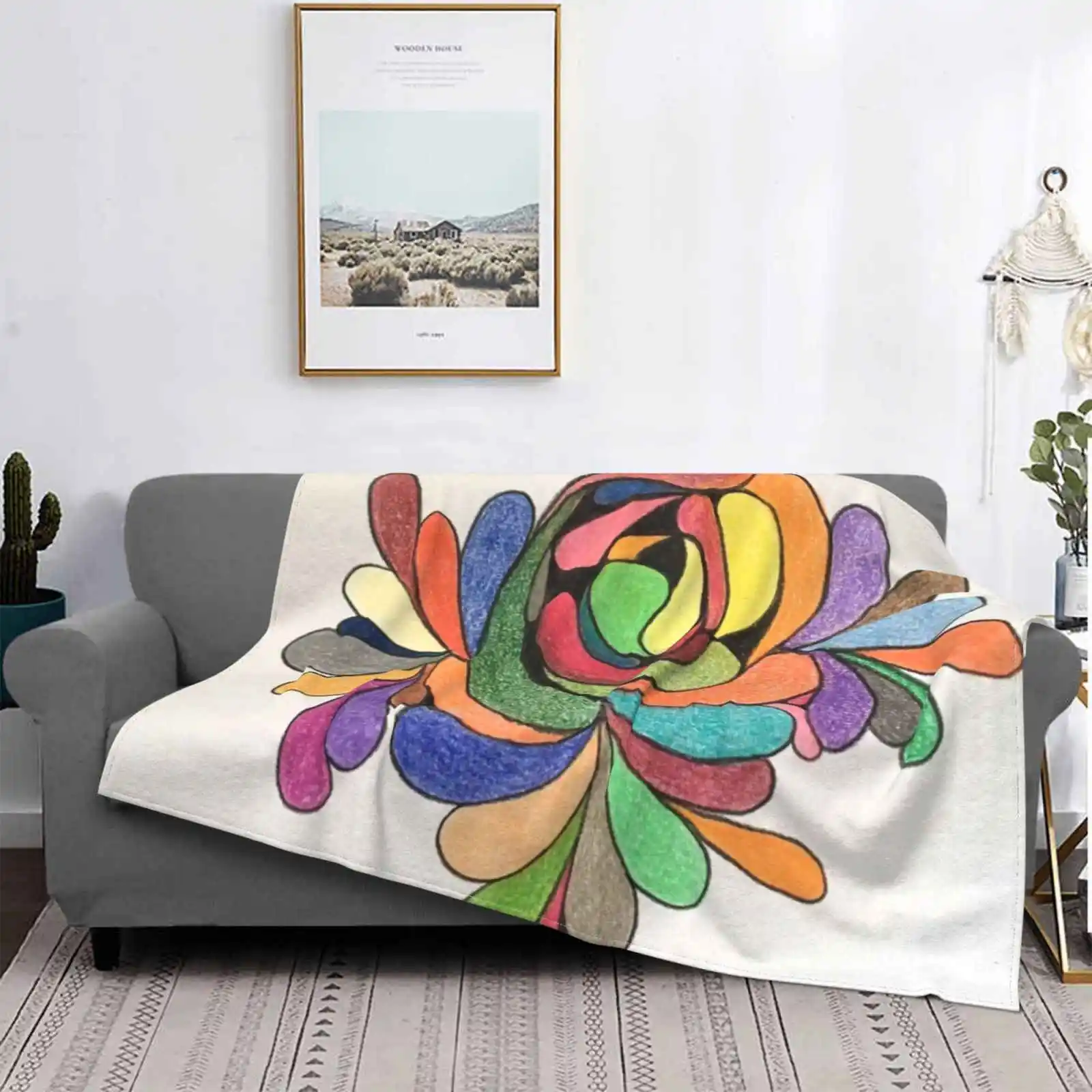 

Untitled Latest Super Soft Warm Light Thin Blanket Flower Colors Abstract