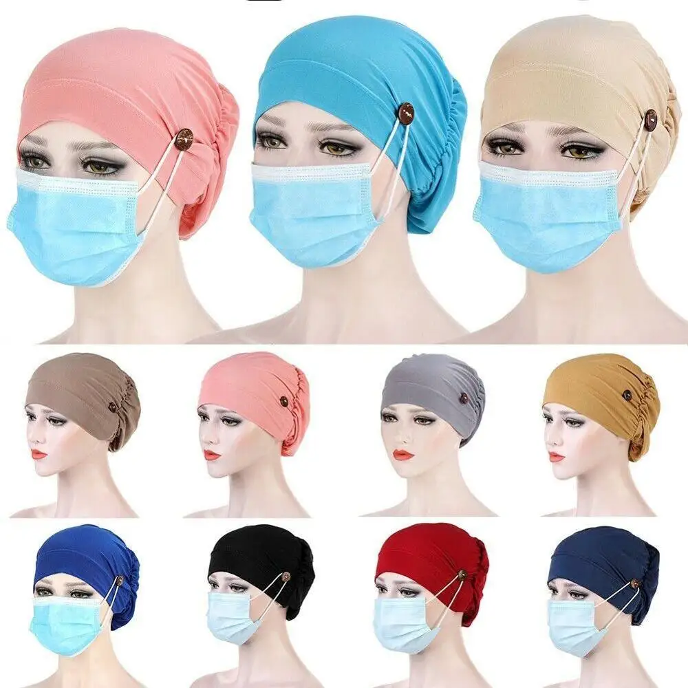 

Women's button headscarf hat, color and multiple colors, and simple elegant A5X8