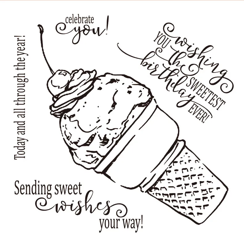 Прозрачные силиконовые штампы с мороженым 14 х14 дюймов|Штампики| |