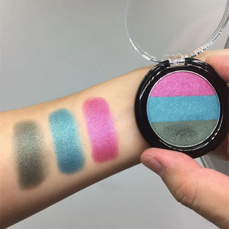 3 Цвета Палитра теней для век переливающиеся корейские тени макияжа долгостойкие