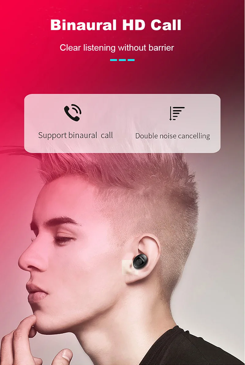 TWS 5,0 Bluetooth наушники стерео беспроводные HIFI Звук спортивные наушники Handsfree Bluetooth наушники USB наушники