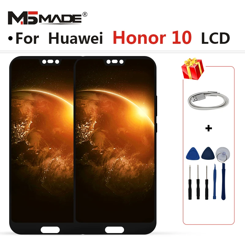 Дисплей для huawei Honor 10, ЖК-COL-L29, COL-L09, ЖК-дисплей, дигитайзер, с отпечатком пальца, для Honor 10, дисплей с рамкой