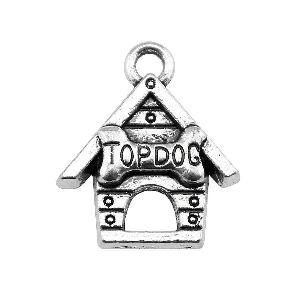 WYSIWYG 10pcs 19x16mm 2 Colors Top Dog Pendant Charm House | Charms