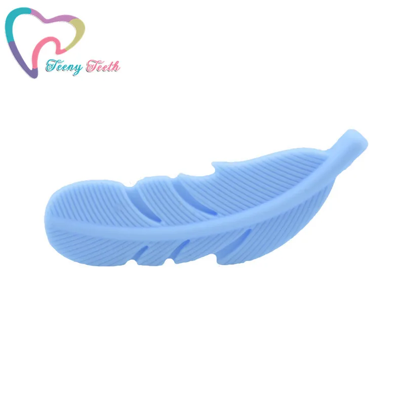 Cuentas de silicona de pluma para mordedores de beb&eacute;, collar masticable sin BPA, colgante de dentici&oacute;n de grado alimenticio, regalos de ducha, 3 uds.-4