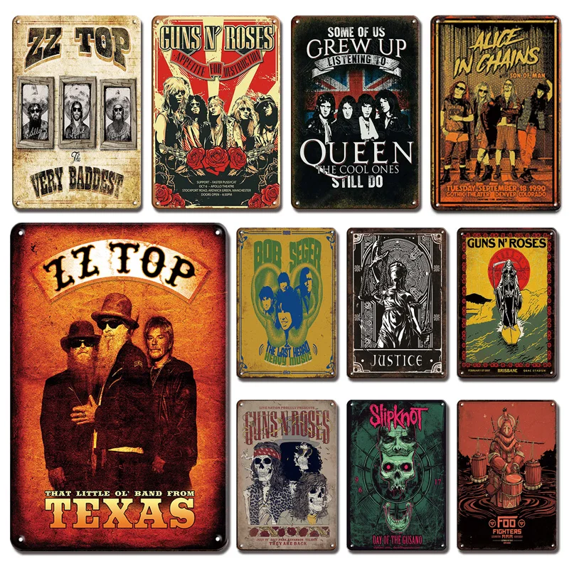 Retro Music Band Poster Metal Plaque Tin Sign Vintage Rock N Roll Plate For Home Bar Decorative Stickers Living Room Wall Decor
