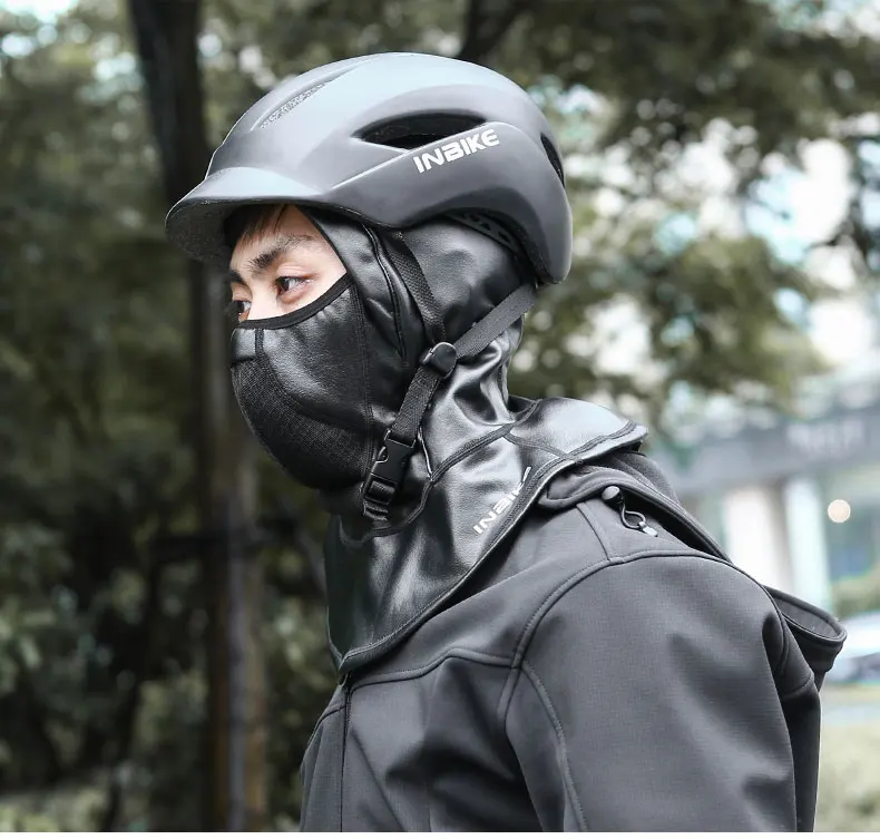 INBIKE, кожаная Лыжная маска, ветрозащитная, флисовая, термальная, Спортивная, зимняя, половина лица, маска для шеи, теплая шапка, головной убор, мужская, велосипедная Балаклава