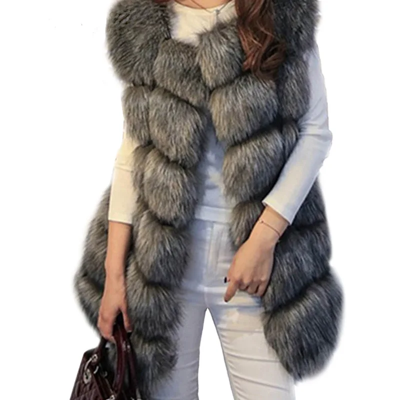 

2021 splicing autumn and winter fox hair vest imitation fur vest women's special mid long fur coat women winter coat wool 2020