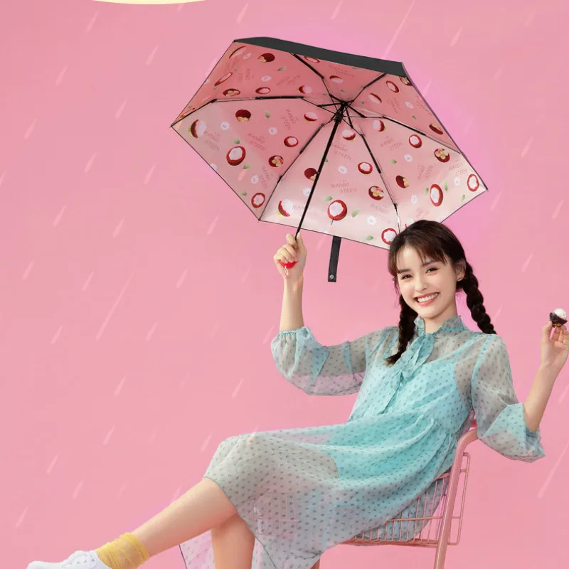 Economici Cinque-pieghevole Carino Ombrello Pioggia Antivento Rivestimento Nero Colorato Forte Ombrello Esterno Leggero Sombrilla Accessori E Articoli Per Pioggia JJ60YS