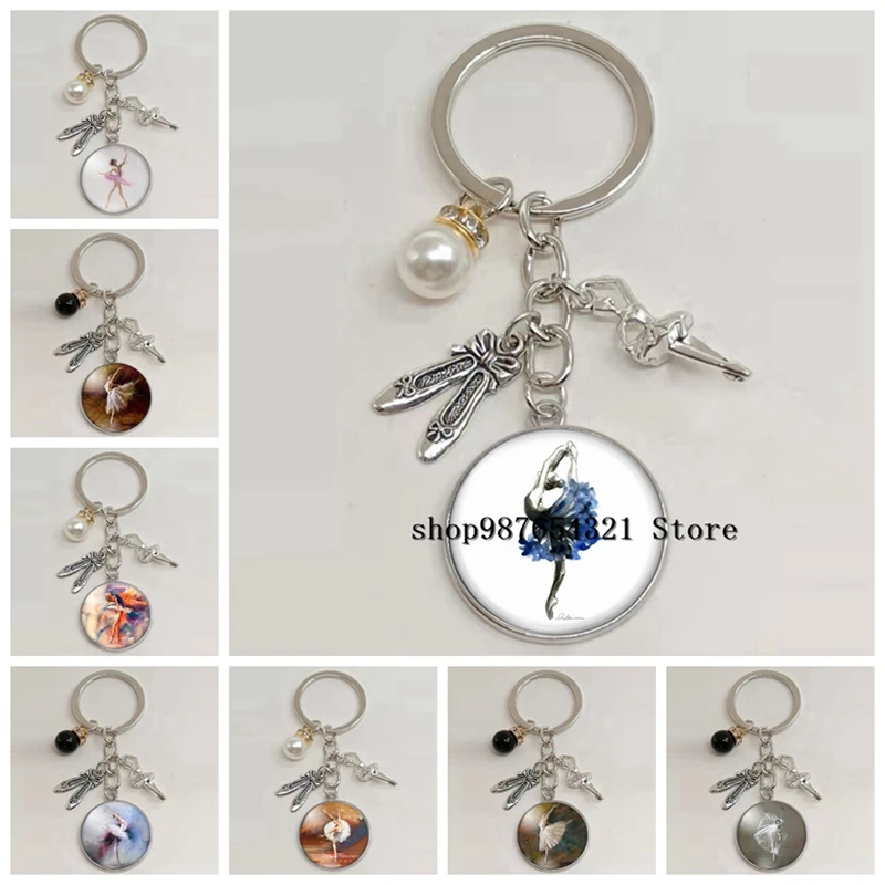 Модный брелок для ключей с красивой танцующей девушкой круглая подвеска-кабошон