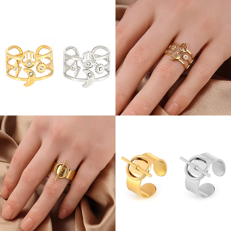 Кольца из нержавеющей стали для женщин преувеличенные кольца в ретро стиле с