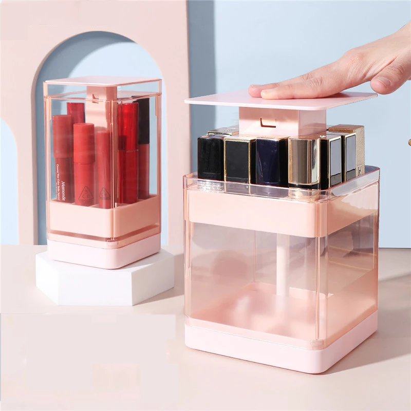 

Desktop Organizer Plastic Lipstick Box, Multi-Compartment Large-Capacity Lipstick Holder Transparent Dust-Proof Lipstick Storage