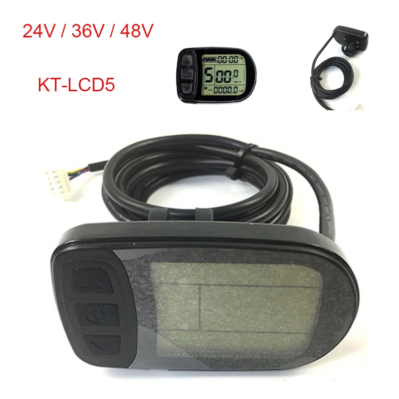 

24V/36V/48V KT-LCD5 Backlit LCD Display Black Waterproof Plug Suitable For KT-controller/electric Bike Motor Conversion Kit