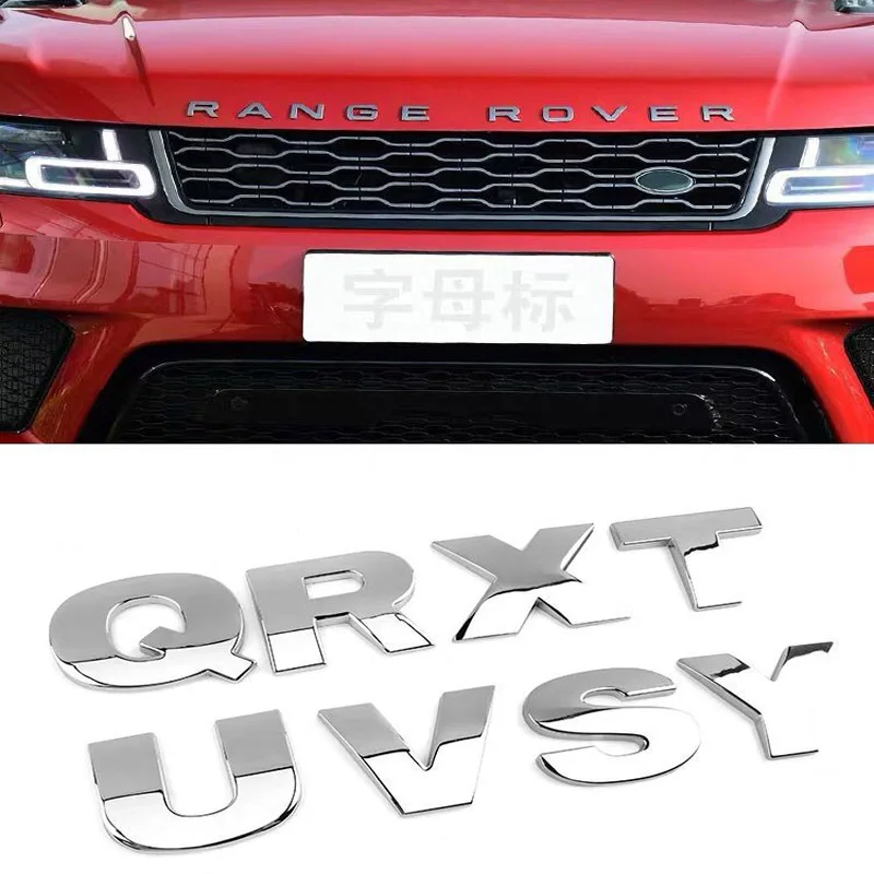 Автомобильные 3D наклейки 45 мм металлический алфавит серебристый черный значок