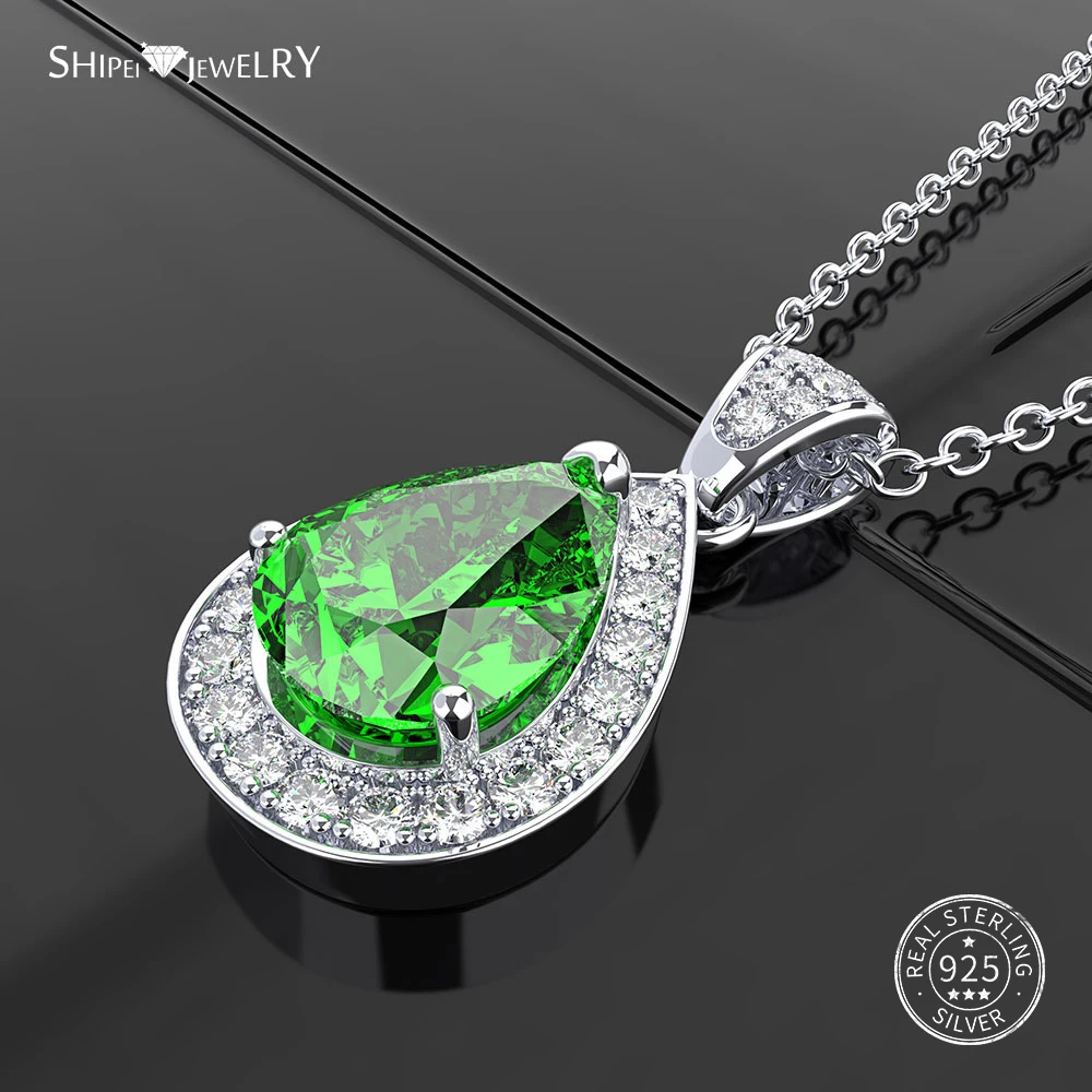 Женское ожерелье из серебра 100% пробы с натуральным сапфиром|Ожерелья| |