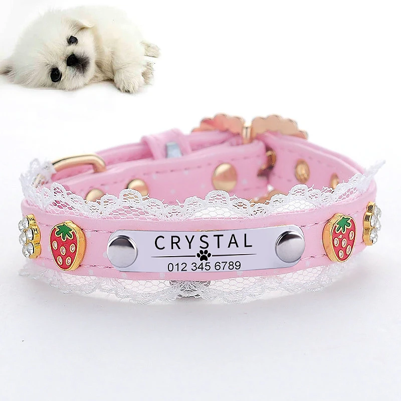 

Ошейник для хот-догов милые цветы розовый клубничный ошейник для собак ошейник для домашних животных в стиле принцессы поводок для кошек ош...