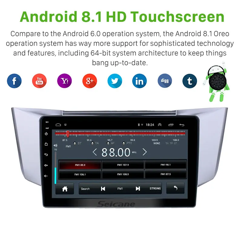 Seicane Автомобильный gps 10," плеер 2Din Android8.1 Navi для Lexus RX300 RX330 RX350 2003-2010 головное устройство Поддержка TPMS DAB+ Зеркальное соединение