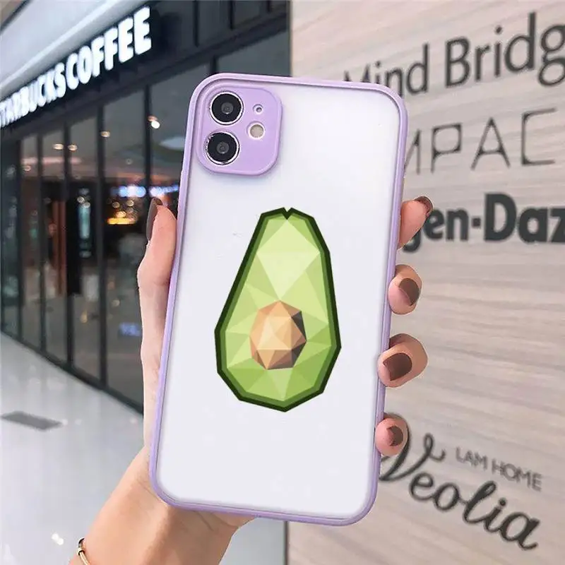 

avocado aesthetic Gteen Fruit Phone Cases Matte transparent For Purple iPhone 12 Mini 11 Pro XR XS Max 7 8 Plus X Back Cover
