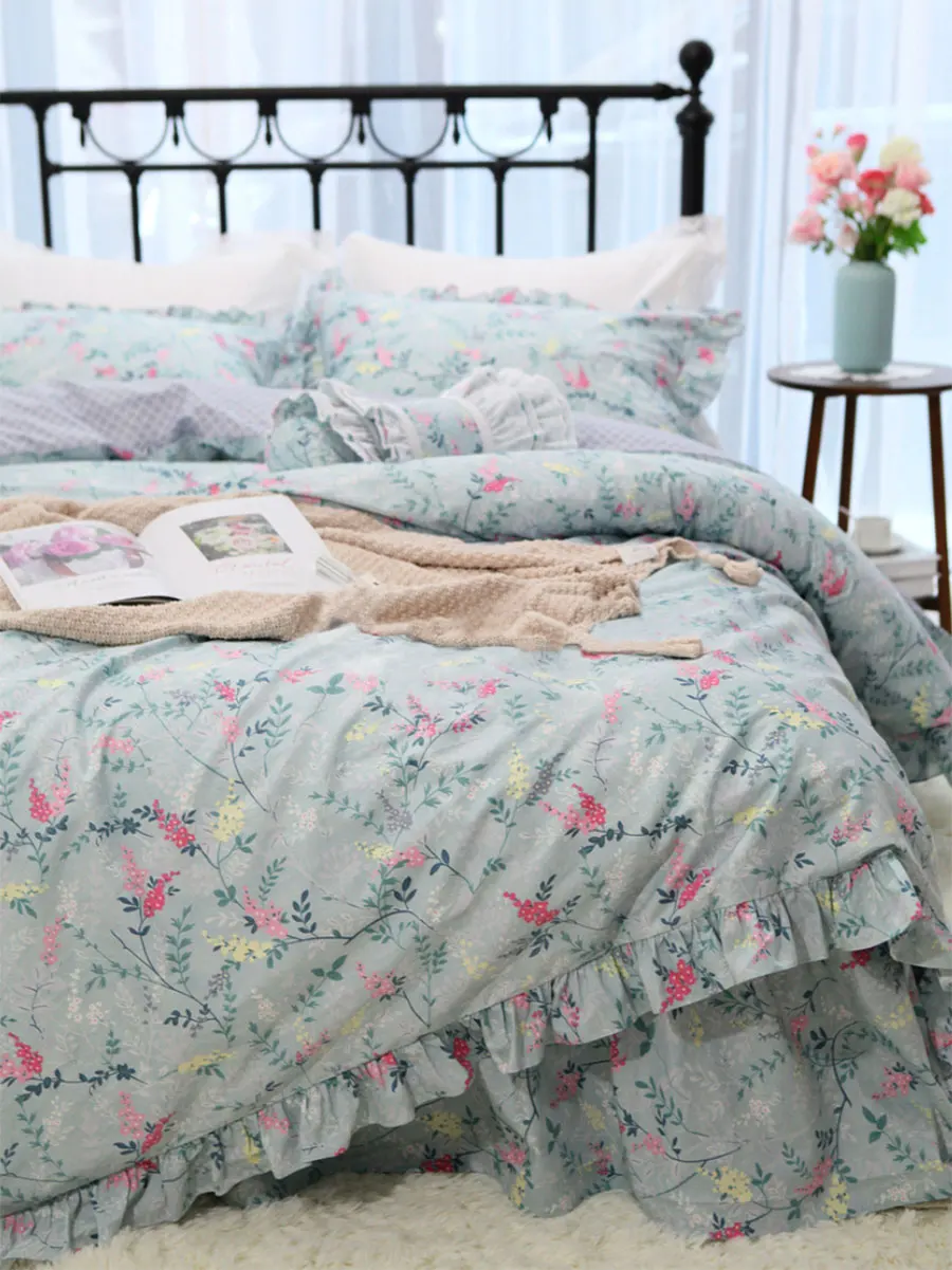 

Комплект постельного белья в пасторальном стиле, хлопковый комплект постельного белья с цветочным рисунком, Королевский, Кинг, Европейский тренд, рустикальный двойной домашний текстиль, покрывало, подушка, чехол, пододеяльник