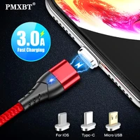 3a magnetic micro usb type c cable led magnet data cord for iphone 13 pro xiaomi samsung mobile phone charger usb c charge cable