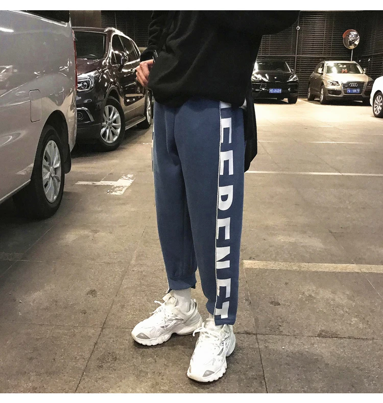 Plus Velvet Thick Joggers Pants Men's Fashion Letters Printed Casual Sweatpants Men Street Wild Hip Hop Loose Trousers Mens