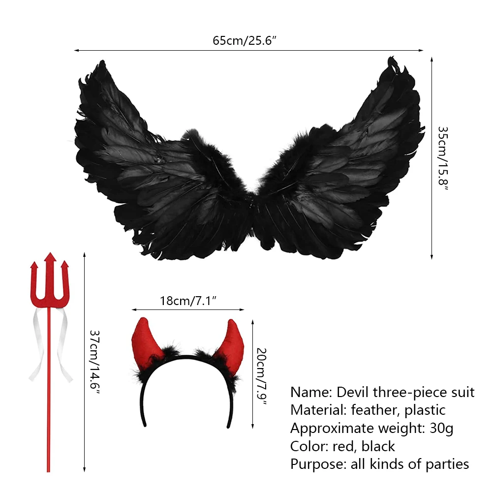 3 шт. набор головных уборов с рисунком дьявола пера крыла треугольника вилки