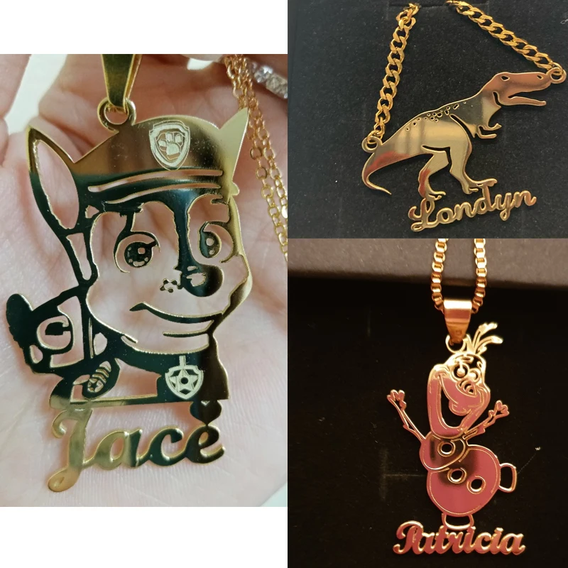 

Customized Necklaces Engrave Photo Name Letter Necklace Stainless Steel Heart Pendant Chain Necklace Jewelry For Women Kids