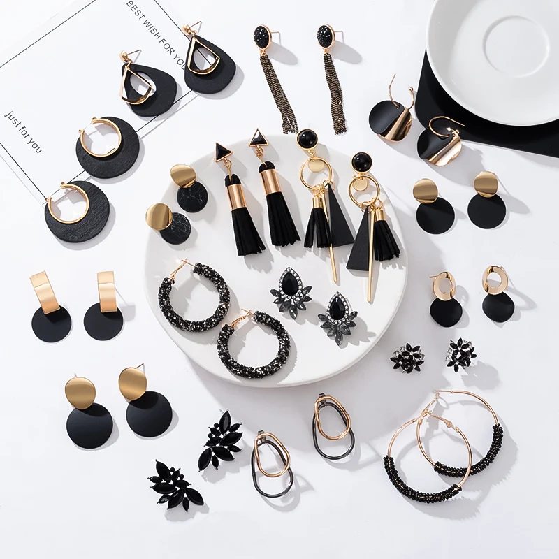 

Fashion New Acrylic Geometry Round Dangle Earring For Women Statement Black Earring Modern Drop Earring 2021 Trend Jewelry Gift