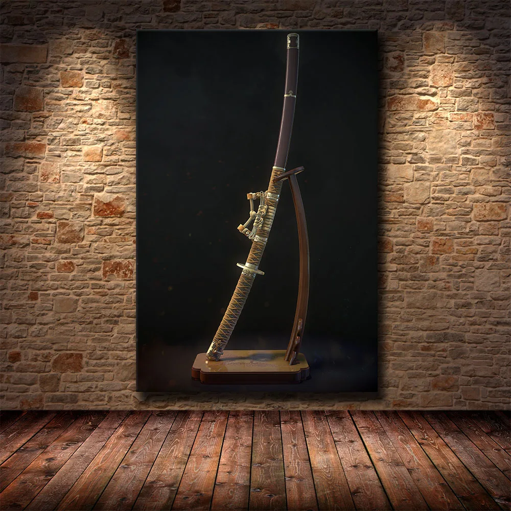Популярный игровой постер душа цушимы персонажи оружия военного меча Картина на