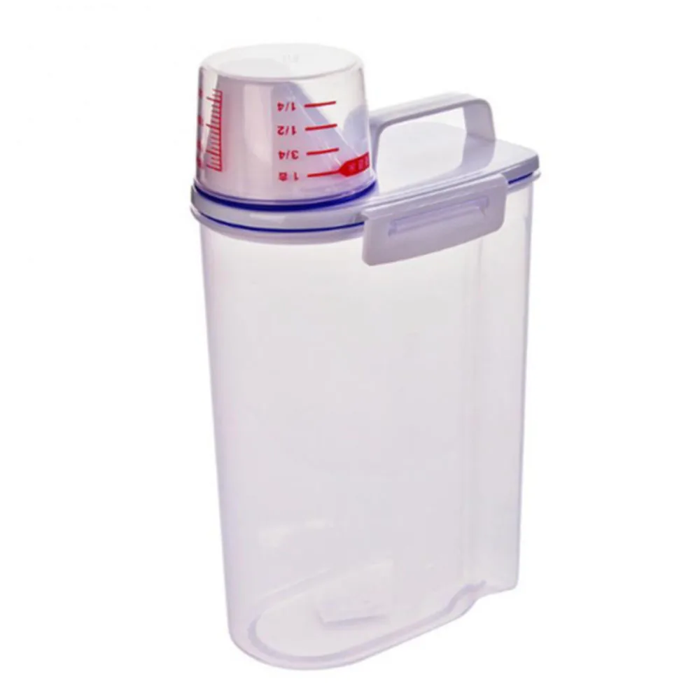 

1 Pcs Portable Storage Box Suitable For Cereals And Oatmeal Storage Tank with Measuring Cup For Home Kitchen Storage Tool