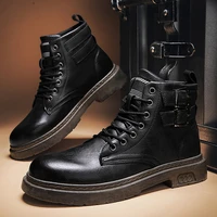 tooling boots black autumn and winter high top martin boots retro locomotive leather shoes in tube british mens boots