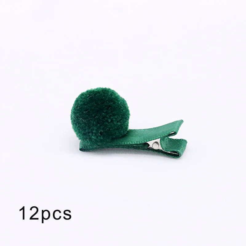 Dark green 12 шт., меховой шарик, эластичная резинка для волос для девочек, конский хвост, держатели, плюшевый шар, кольцо для волос, женский эластичный галстук для волос, аксессуары, Резиновая лента для волос - Цвет: Dark green
