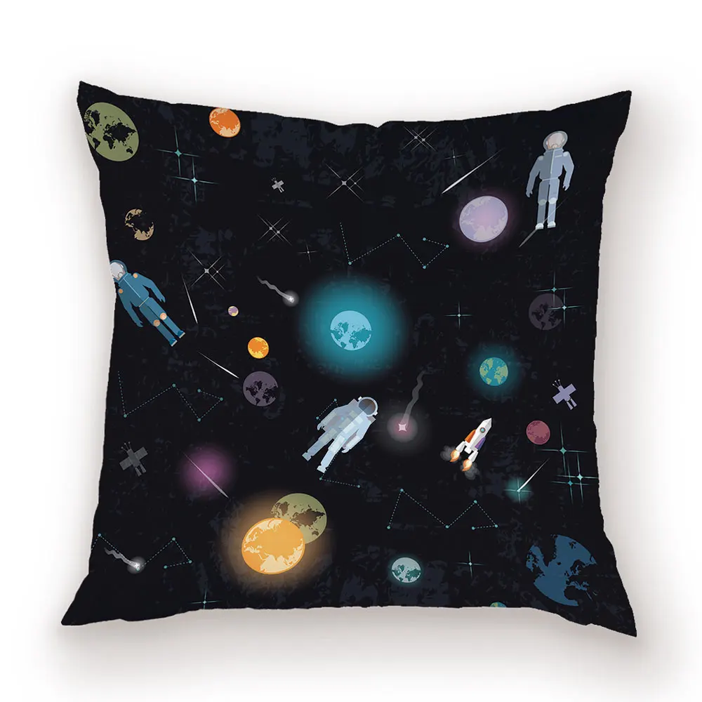 L712-17 Чехол для подушки с космическими науками, мультяшная Вселенная, Наволочка на подушку, декор корабля, домашние наволочки для дивана, чехлы для автомобилей - Цвет: L712-17