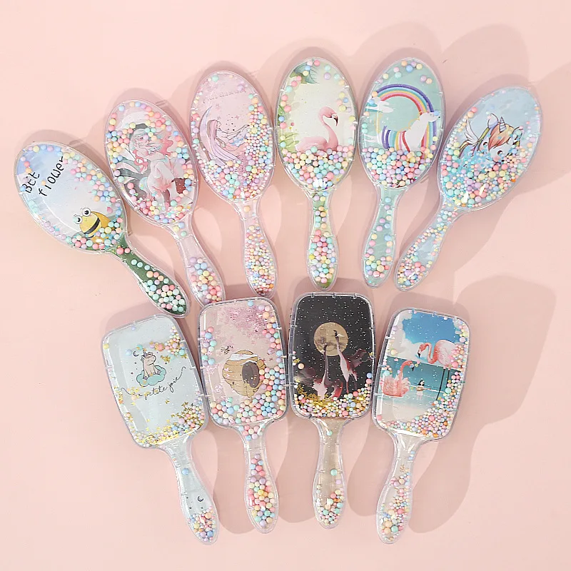 

Cartoon Cute Animal Sequins Anti-static Hair Brush Massage Comb Shower Wet Detangle Hair Brush Salon Hair Styling Tools