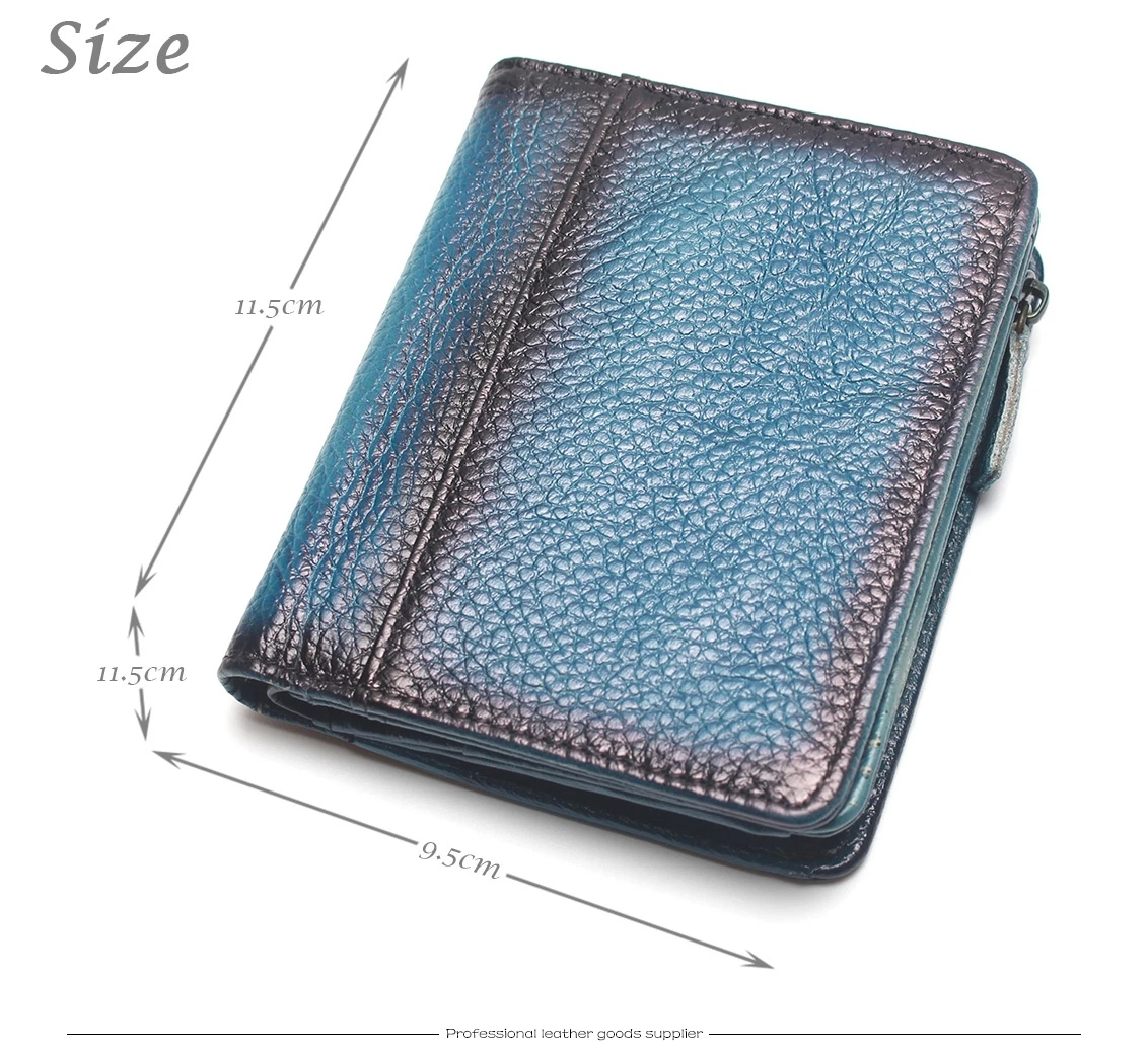 Natural Leather RFID Blocking Men's Top Layer Leather Brushed Wallet Handmade Retro Wallet Pure Leather Leather Coin Purse