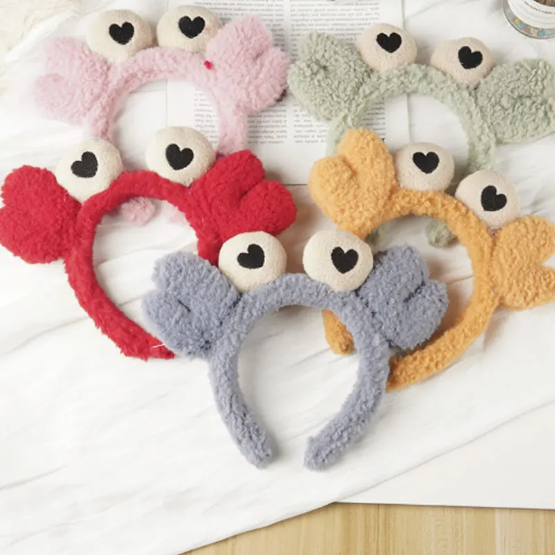 

Cartoon Crab Headband Wash Face Makeup Hair Bands Plush Hair Hoop Furry Animals Head Hoop Cute Hair Accessories 1PC