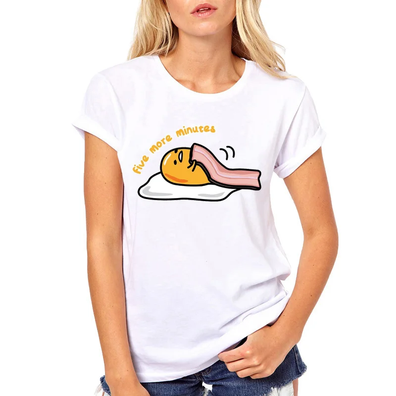 Женские милые футболки Gudetama Lazy Egg забавная женская футболка Милая Kawaii одежда топ