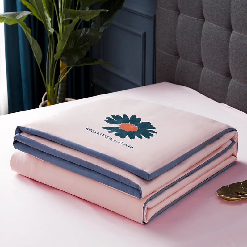 

AB side throw blanket washed silk summer quilt free breath white flower duvet thin comforter home textile bedspread 2020 new bed