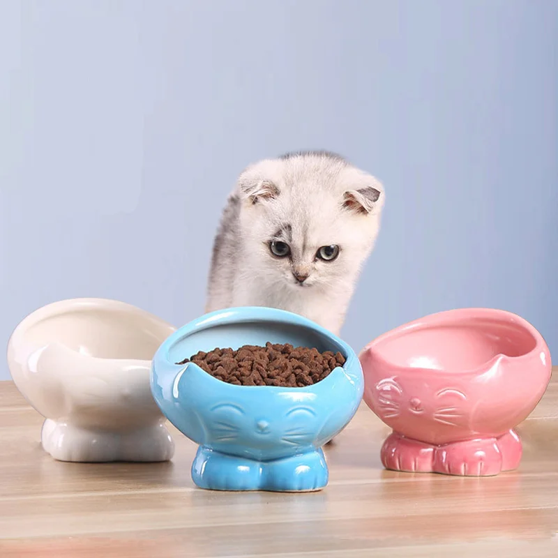 

New Cute Cat Shape Pet Food Bowl Cats Dogs Feeders Ceramic Bowl Cat Tableware Small Dogs Cats Pet Supplies Food Water Bowls