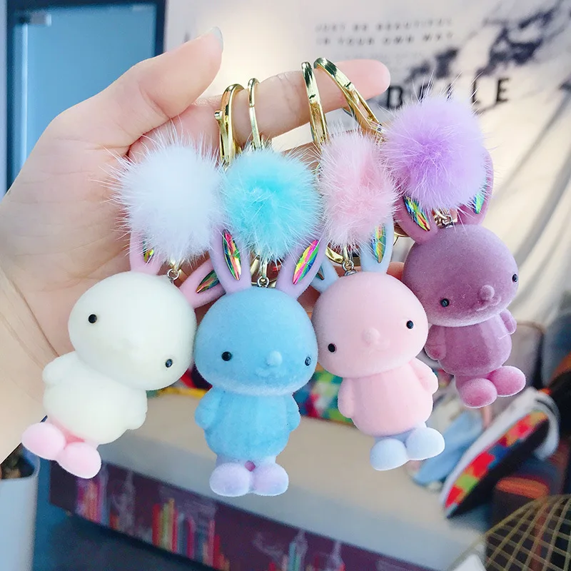 Fashion Cute Long-eared Rabbit Key Chain for Women Cartoon Animals Bag Pendant b Keychain Accessories Gifts | Украшения и