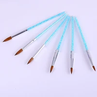 6pcsset metal round nail painting pen acrylic nail brush polish brush wood handle professional manicure powder brush
