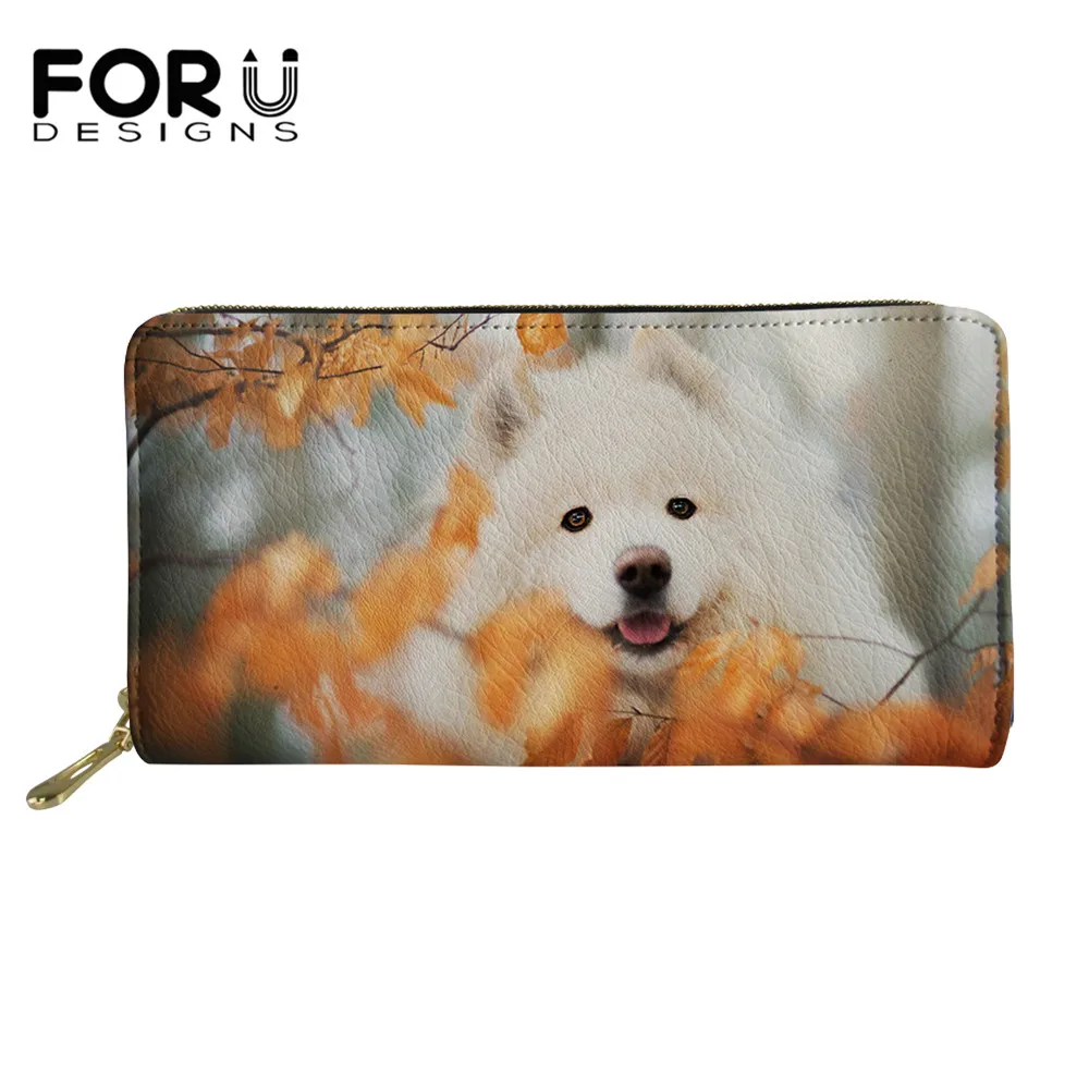 FORUDESIGNS милый женский кошелек с узором в виде самоида на молнии Дамский Длинный