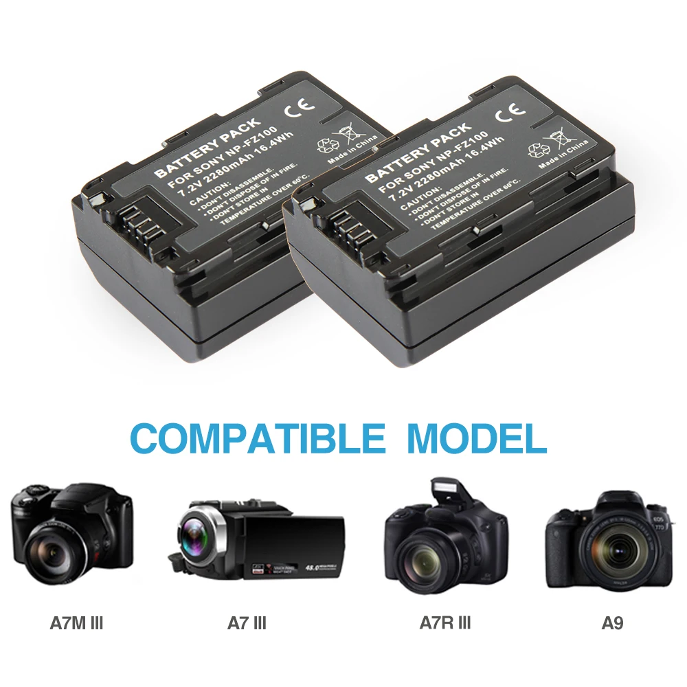 Аккумулятор для камеры Sony A7R III A7 NPFZ100 7 2 В 2280 мА · ч полностью NP FZ100 A9 A9R 9R