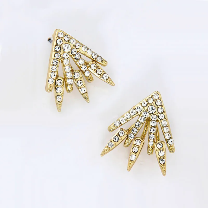 Европейские и американские модные серьги с сплавом стразы двухслойные