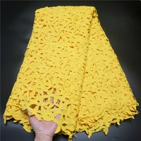 2021latest skin friendly bright yellow guipure cord lace with beads fabric for african weddingparty dresses nn288_r