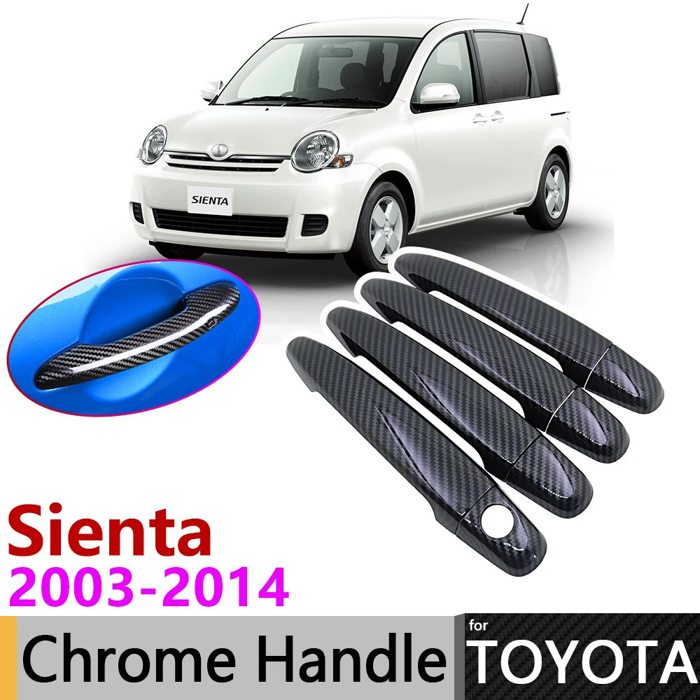 Черное углеродное волокно внешняя дверная ручка Крышка для Toyota Sienta XP80 2003 ~ 2014 2004