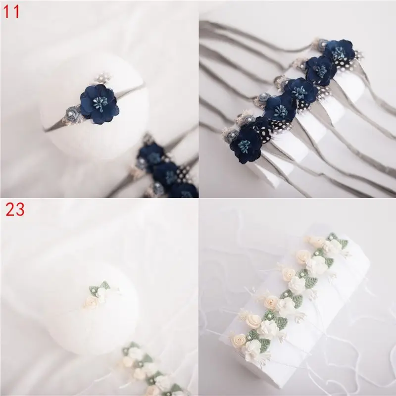 Повязка на голову детская с цветком реквизит для фотосессии новорожденных