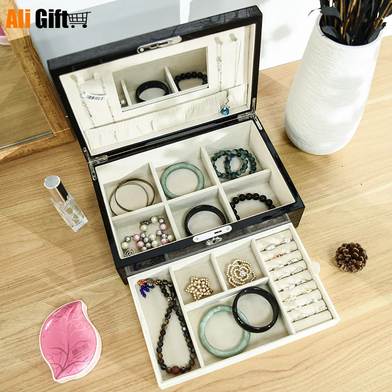 Шкатулка для ювелирных изделий лаковая портативная деревянная шкатулка с